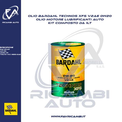 OLIO BARDAHL TECHNOS XFS V2AE 0W20 Olio Motore Lubrificanti Auto 1lt