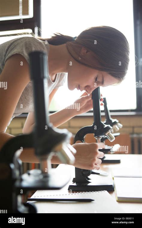 Girl Microscope High School Hi Res Stock Photography And Images Alamy