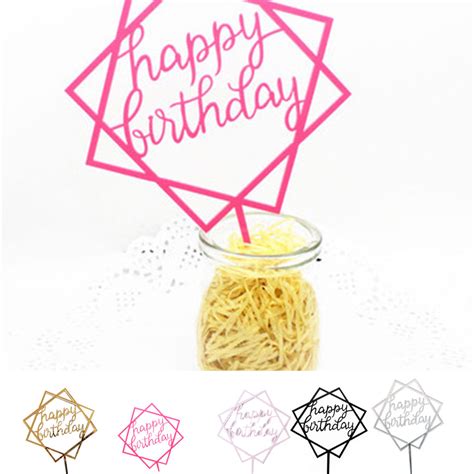 Worallymy Square Happy Birthday Cake Topper Acrylic Insert Cake Card