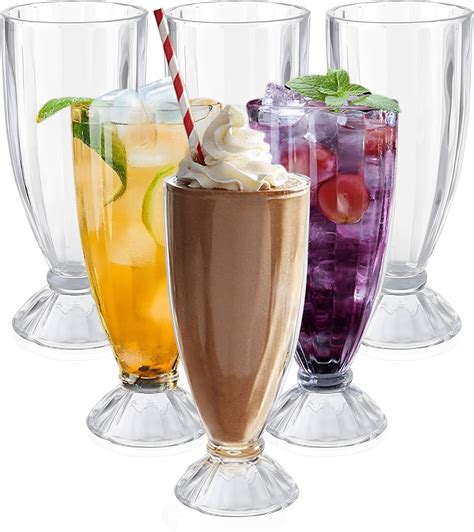 Cheardia 6 Pack Plastic Milkshake Glasses 15 Oz Milkshake