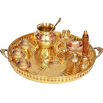 Buy CHHARIYA CRAFTS Pooja Thali With Diya Gold Plated For Home And