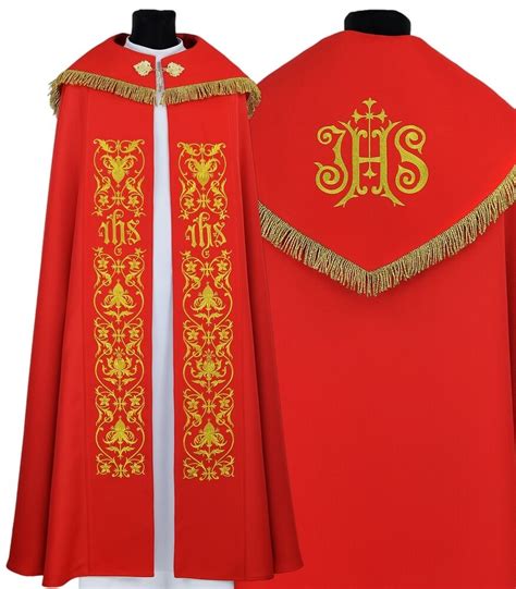 Red Gothic Cope With Stole K Cf Vestment Capa Pluvial Roja Piviale