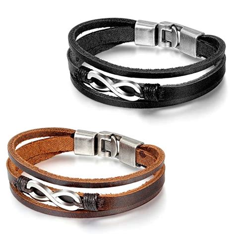 Pulseras Infinito De Cuero De Hombre De Mujer Unisex