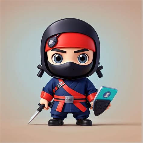 Ninja lindo juego de dibujos animados icono vectorial ilustración gente