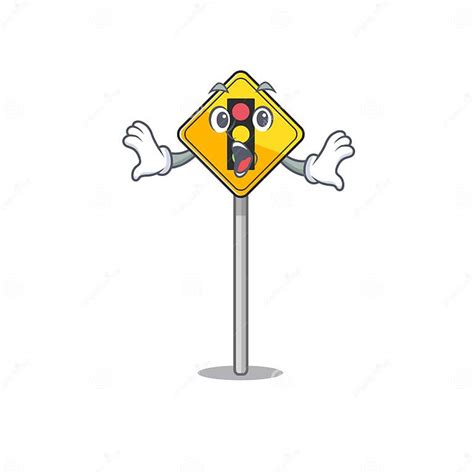 Surprised Traffic Light Ahead In Shape Mascot Stock Vector