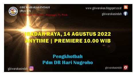 Ibadah Raya Gbi Warakas Indah Tgl Youtube