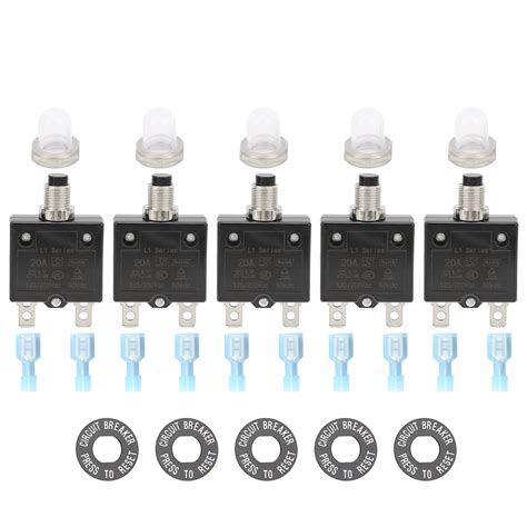 20a Overload Thermal Circuit Breaker With Quick Connect Terminals Waterproof Cap Push Button