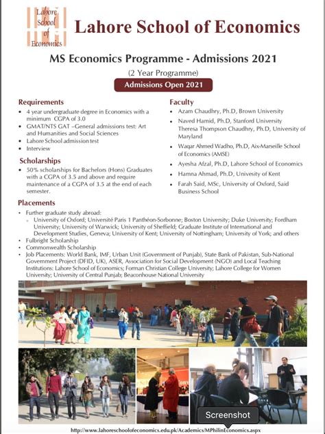 Lahore School Of Economics Lahore School Of Economics Ms Economics Program