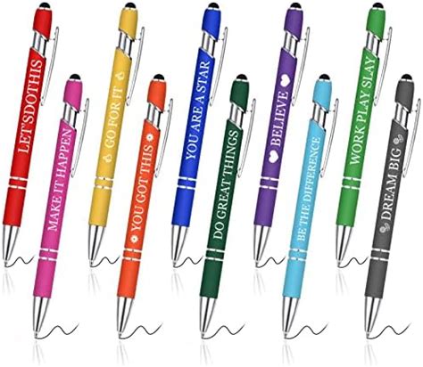 Umorismo 10 Pcs Quotes Pen Inspirational Ballpoint Pen With Stylus Tip