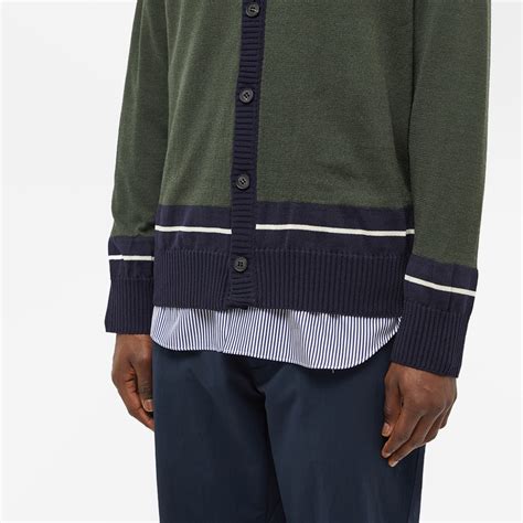 Comme des Garçons Homme Contrast Hem Cardigan Navy END