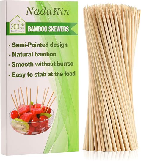 Pcs Natural Bamboo Skewers Sticks Inch Wooden Skewer For Bbq