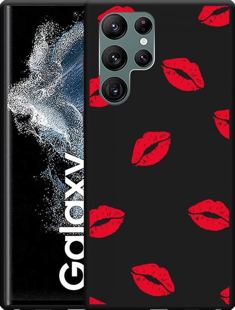 Hoesje Geschikt Voor Galaxy S22 Ultra Zwart Red Kisses Bol