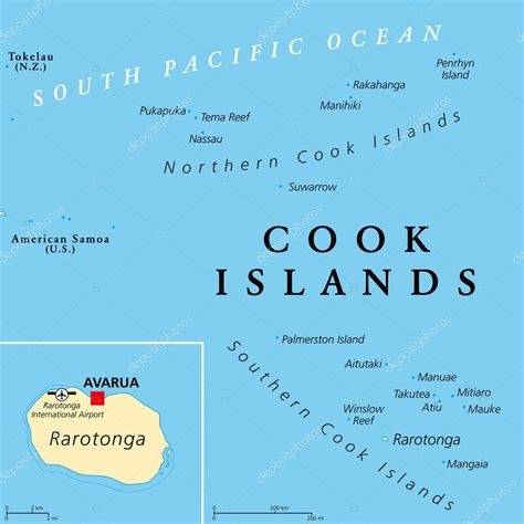 Islas Cook Mapa Político Con Capital Avarua País Insular Autónomo