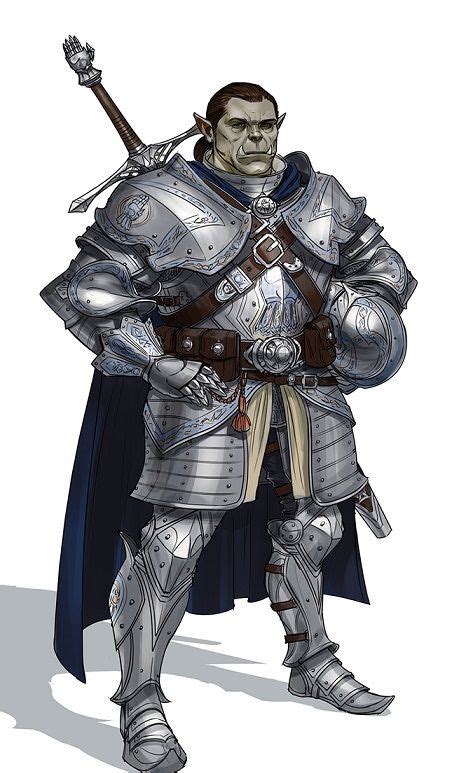 M Half Orc Fighter Plate Armor Cloak Helm Greatsword Male Orc