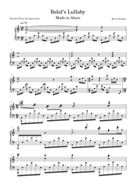 Made In Abyss Belaf S Lullaby Kevin Penkin Sheet Music For Piano