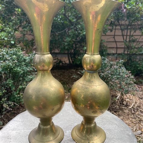 Tall Brass Vase Etsy