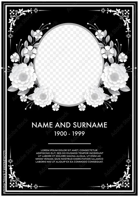 Memorial & Funeral Card Templates with flowers paper cut Stock Vector ...