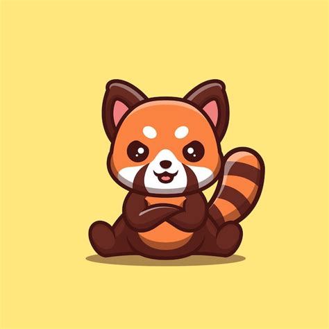 Premium Vector Red Panda Sitting Angry Cute Creative Kawaii Cartoon