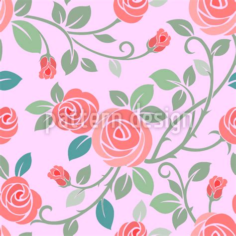 Tendril Roses Seamless Vector Pattern Design