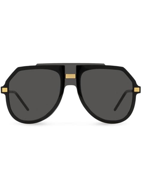 Dolce And Gabbana Eyewear Lusso Sartoriale Pilot Frame Sunglasses Black Farfetch