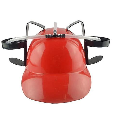 Fairly Odd Novelties Beer Soda Guzzler Helmet Drinking Party Hat Red