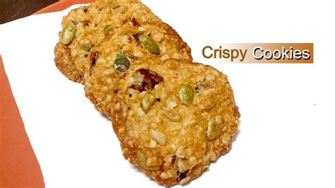 คุกกี้กรอบ ข้าวโอ๊ต ธัญพืช Crispy Oatmeal Cookies Recipe Youtube