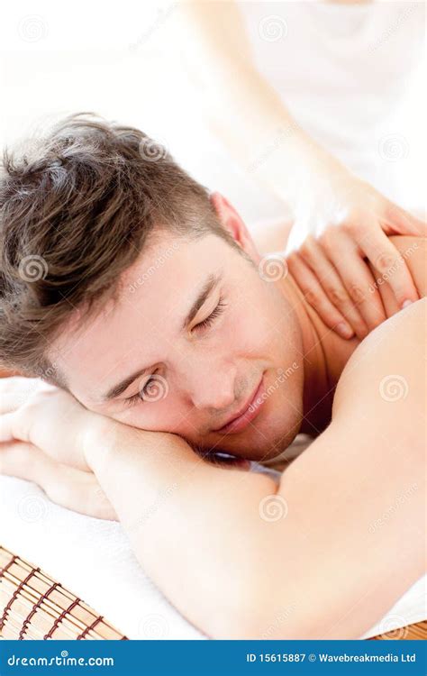 Attractive Young Man Enjoying A Back Massage Stock Image Image Of