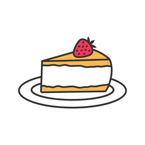 Cheesecake With Strawberry Color Icon Piece Of Cake Isolated Vector