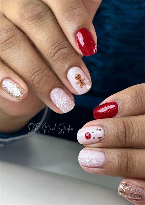 50 Festive Holiday Nail Designs And Ideas Mix N Match Christmas Short