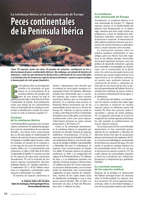 PDF La ictiofauna ibérica es la más amenazada de Europa Peces