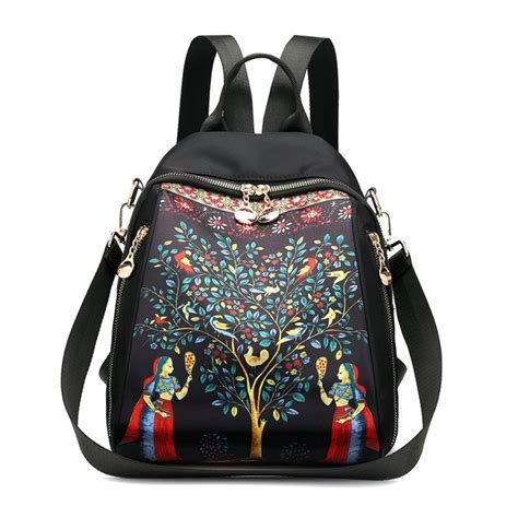 Mochila Feminina De Pano Oxford Casual Moda Estampa Viagem Lona Mochila