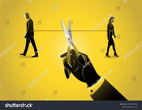 Hand Using Scissors Cut Rope Rip Stock Vector Royalty Free 2071908398