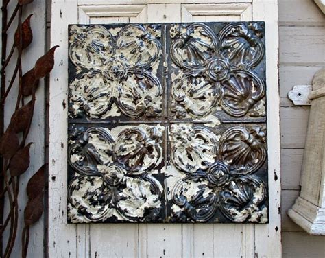 Architectural Salvage Wall Decor Tin Ceiling Tile Rustic Wall Decor Original Old Paint