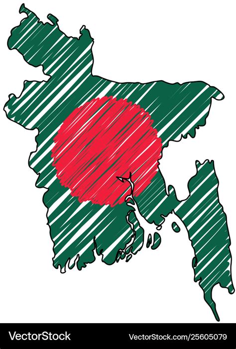 Bangladesh map hand drawn sketch concept Vector Image