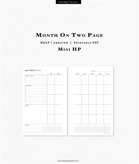 Monthly Planner Printable Mini Happy Planner Inserts Month Etsy