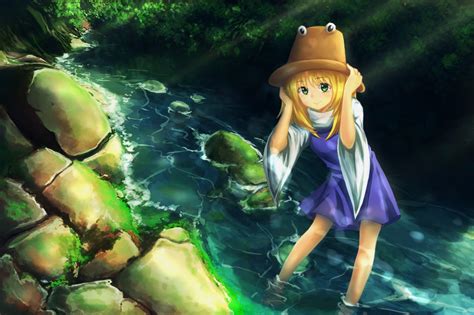 Blonde Hair Dress Green Eyes Hat Leikangmin Moriya Suwako Touhou Tree