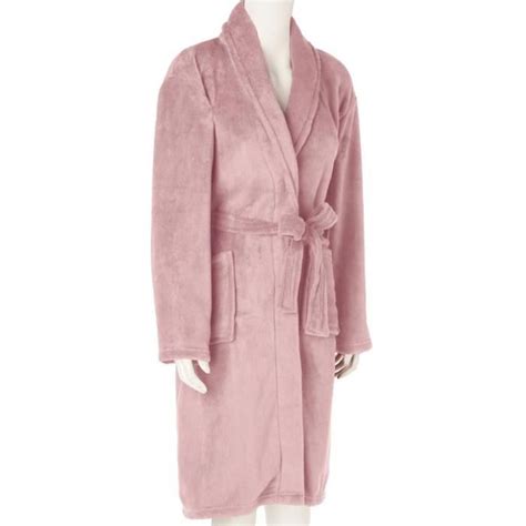 Peignoir col châle Microfibre Femme Rose Cdiscount Maison