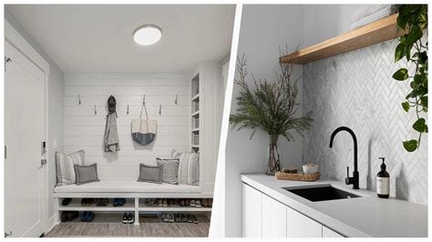 75 Laundry Room With Gray Backsplash And Metallic Backsplash Design