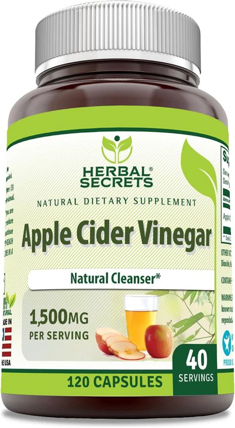 Herbal Secrets Apple Cider Vinegar 1500 Mg Per Serving 120 Capsules