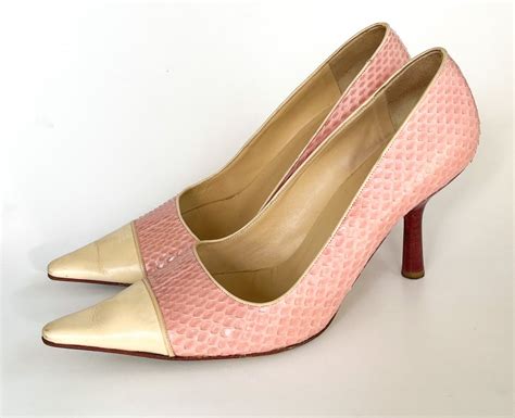 Vintage Chanel Two Tone White Pink Shoes Classic Chanel Heels Sz 40