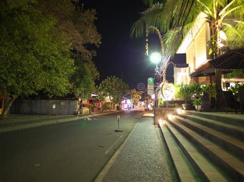 Sanur Danau Tamblingan Street In The Night Stock Photo Image Of