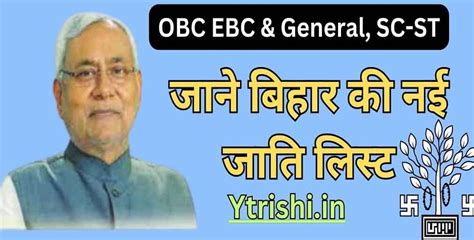 Bihar Categories Wise Caste List 2023 OBC EBC General SC ST Bihar