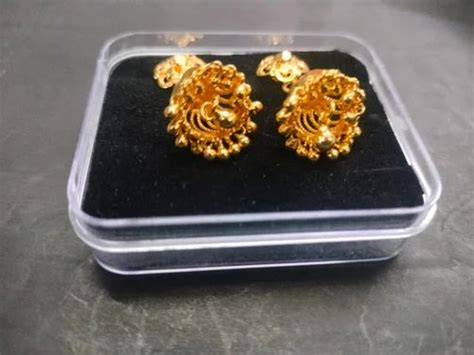 Golden Normal Wear Inch Brass Gold Plated Jhumkas At Rs Pair In