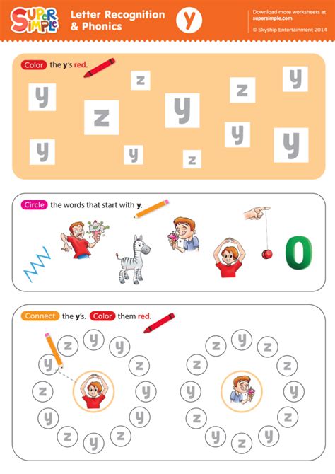 Letter Y Phonics Worksheets