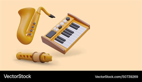 Realistic Saxophone Flute Synthesizer Musical Vector Image