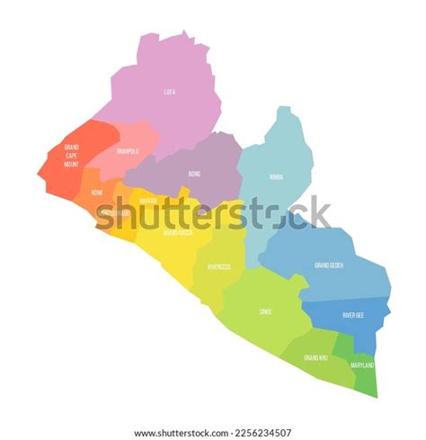 Liberia Political Map Administrative Divisions Stock Vector Royalty