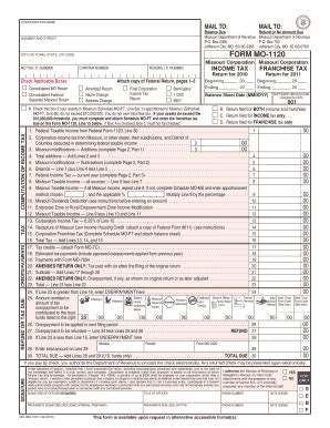 Fillable Online MO 1120 Corporation Income Tax Franchise Tax Return And