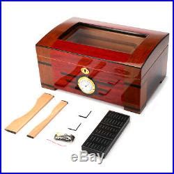 120 Cigars Wood Cedar Lined Cigar Storage Case Box Humidor Hygrometer