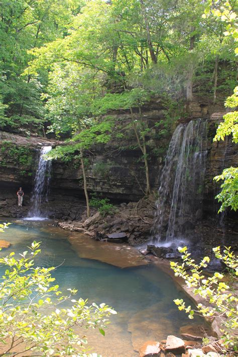 Twin Falls Of Richland Ozark Forest Arklahoma Hiker