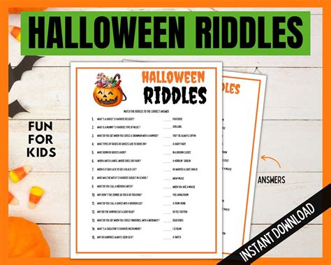 Halloween Riddles for Kids, Halloween Riddles Party Game,kids Halloween ...